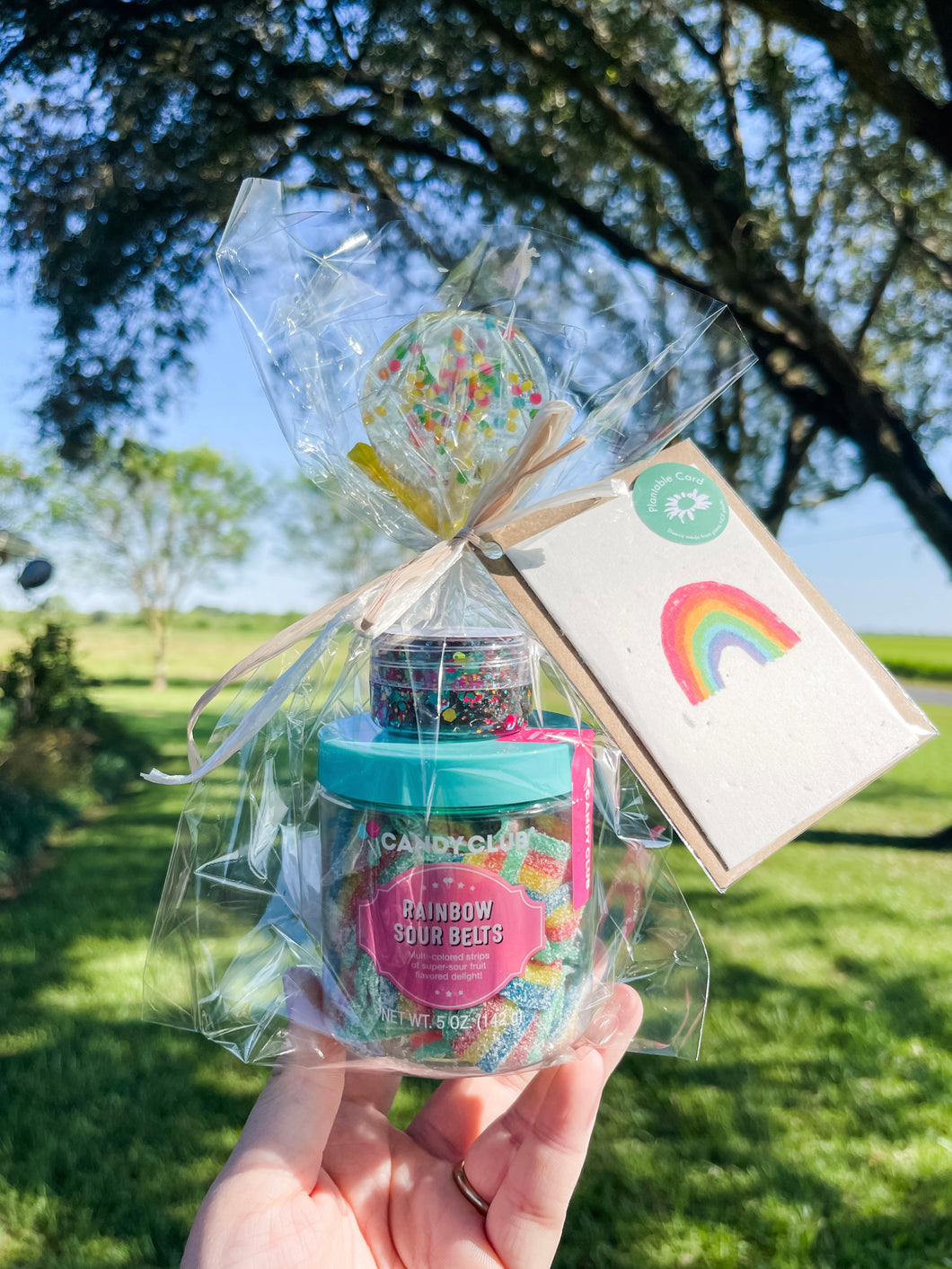 Sweet Treat Bundles - glitter,lollipop,candy bites,& plantable wilder flower card