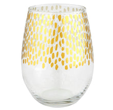 Load image into Gallery viewer, Gold and Clear Stemless wine Glass
