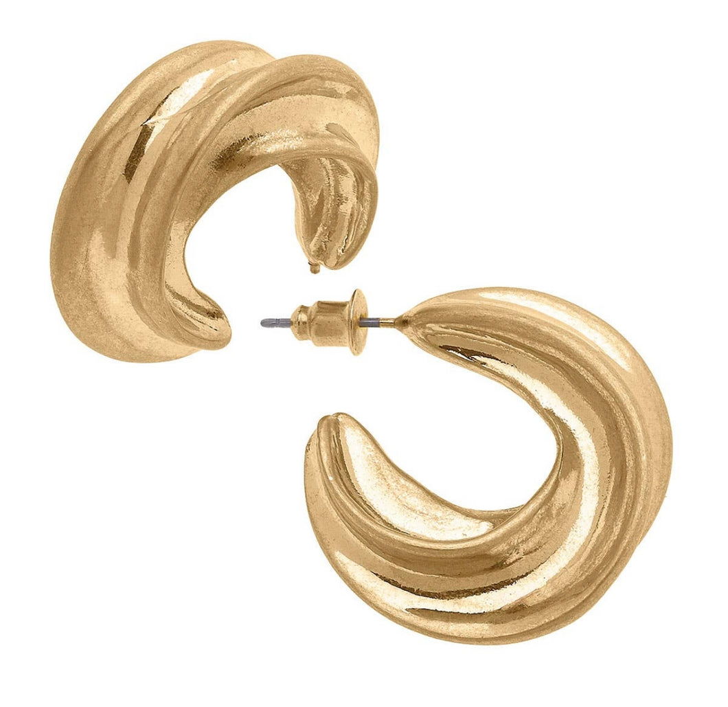 Eden Hoop Earrings in Worn Gold