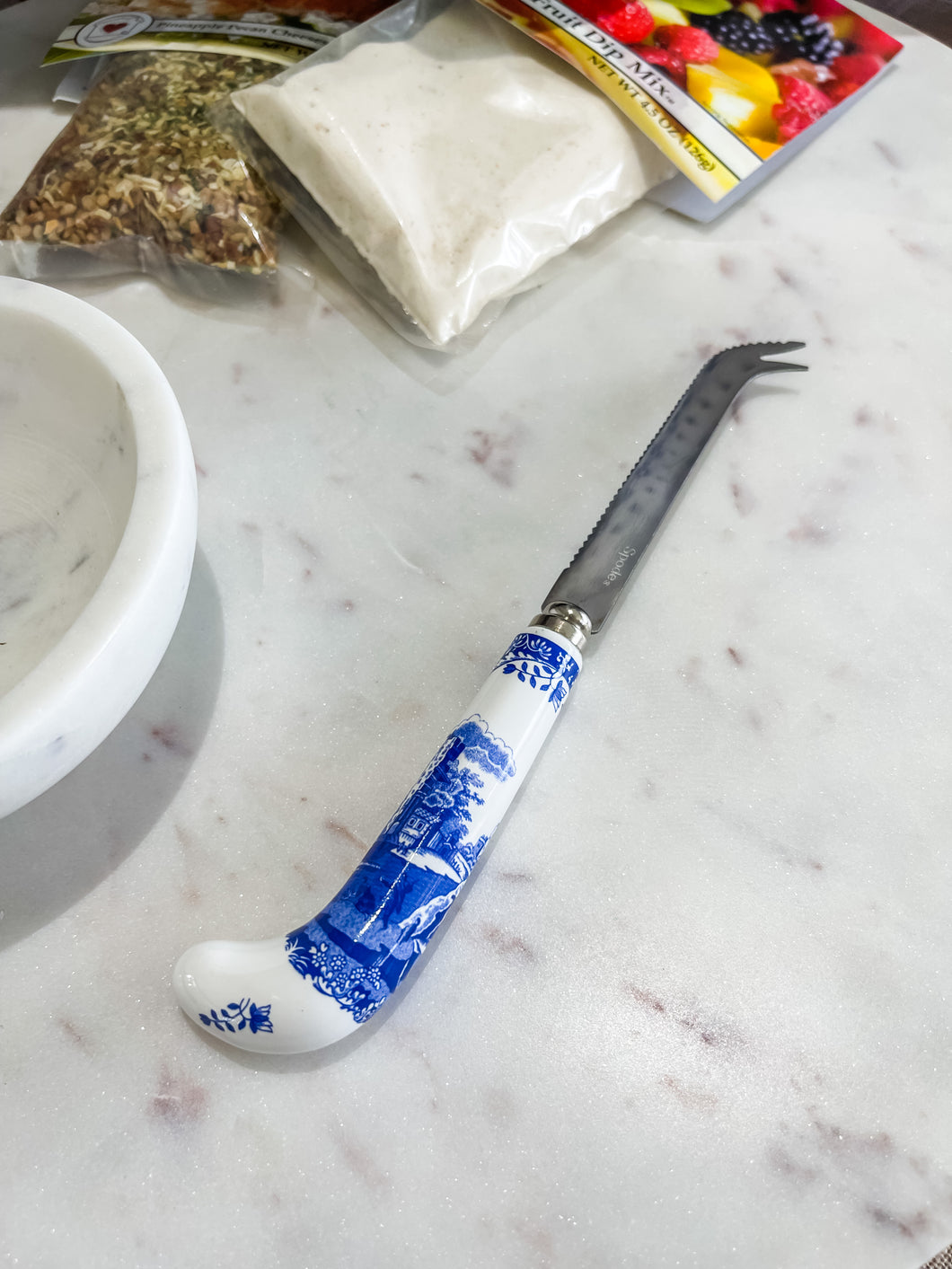 Blue and White Italian Cheese Knife