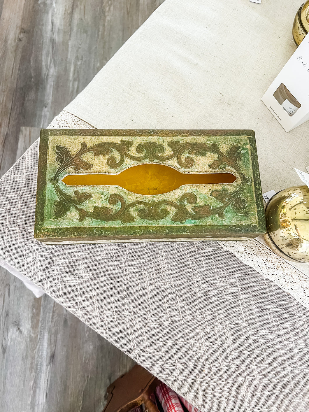 Antique Florentine tissue box “C”