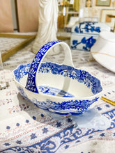Load image into Gallery viewer, Blue and White Italian Handled Basket
