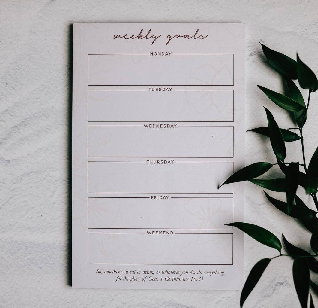 Weekly Overview Notepad + prayer