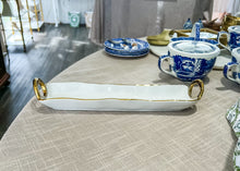 Load image into Gallery viewer, Handled White and Gold Cracker Tray
