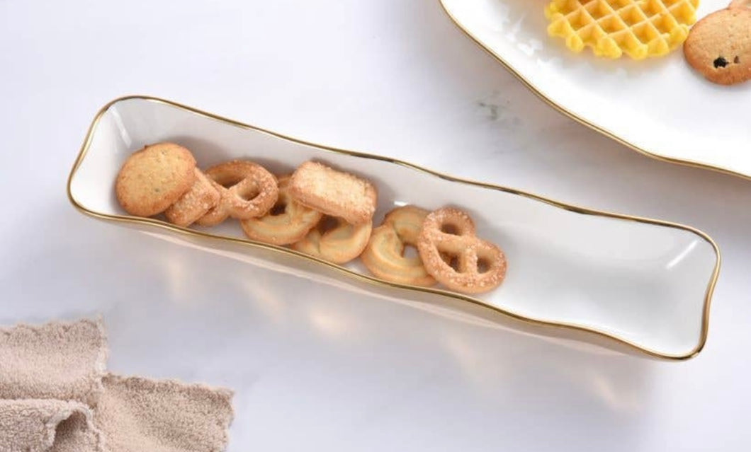 White and Gold Cracker Tray