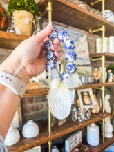 Load image into Gallery viewer, Blue and White blessing beads with Immaculate Mary and double ribbon
